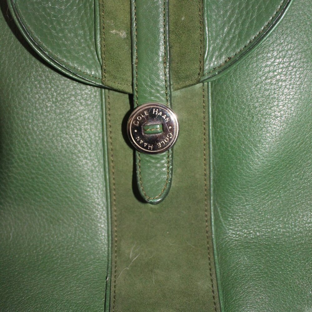 Vintage Cole Haan Green Leather Handbag Villager H04 Beautiful - Picture 2 of 9